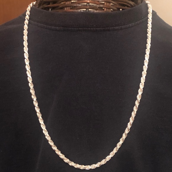 24” 4.5mm Diamond Cut Sterling Silver Rope Chain - Picture 1 of 15